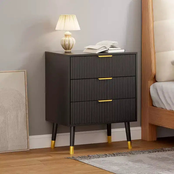 Comodino moderno a 3 cassetti – Comodino ampio e contenitore per camera da letto e soggiorno