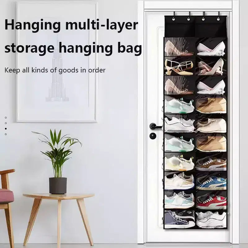 Scarpiera da Appendere Dietro la Porta, Contiene 20 Paia, Organizer per Scarpe Antipolvere da Appendere per Porta dell'Armadio, 20 Grandi Tasche e 4 Ganci in Metallo