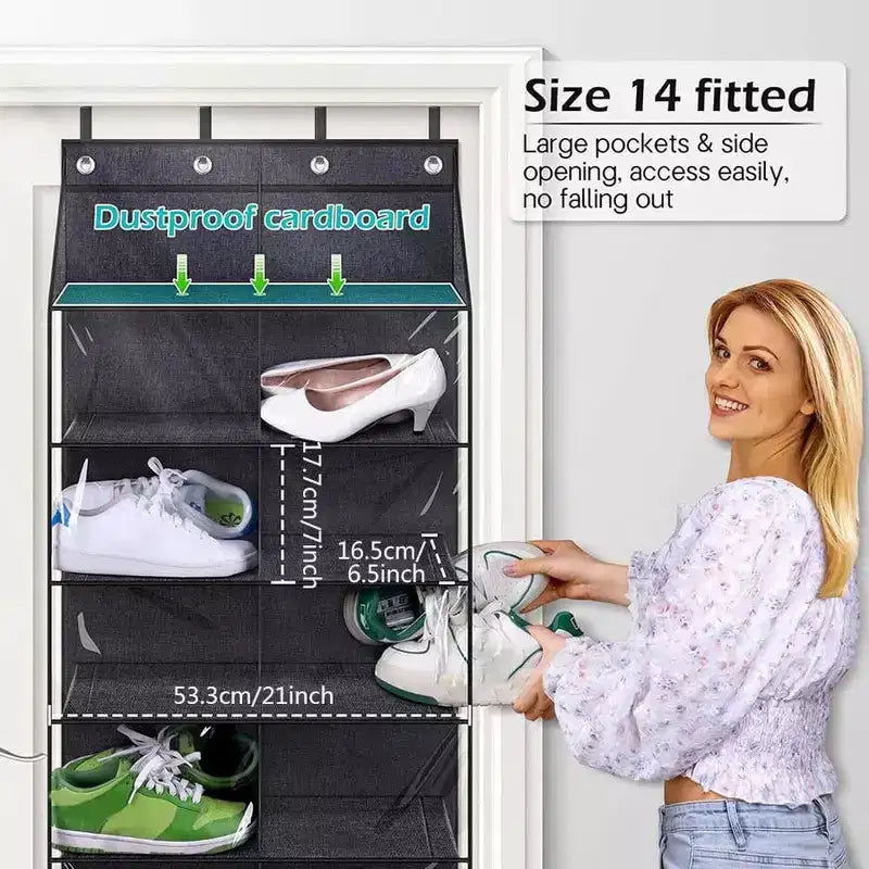 Scarpiera da Appendere Dietro la Porta, Contiene 20 Paia, Organizer per Scarpe Antipolvere da Appendere per Porta dell'Armadio, 20 Grandi Tasche e 4 Ganci in Metallo