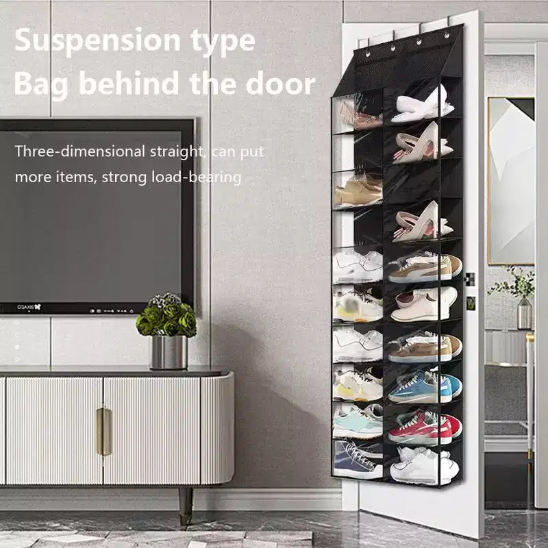 Scarpiera da Appendere Dietro la Porta, Contiene 20 Paia, Organizer per Scarpe Antipolvere da Appendere per Porta dell'Armadio, 20 Grandi Tasche e 4 Ganci in Metallo