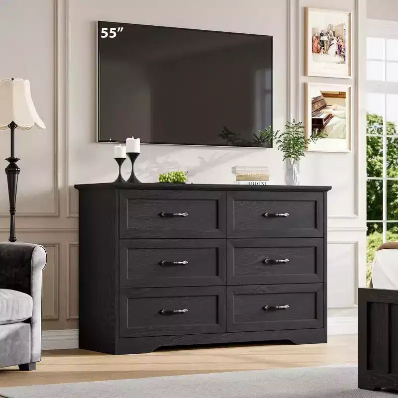 Comodino a 5/6 cassetti per camera da letto, cassettiera, cassettiera moderna in legno in stile rustico, cassettiera portaoggetti per camera da letto, soggiorno, cameretta dei bambini