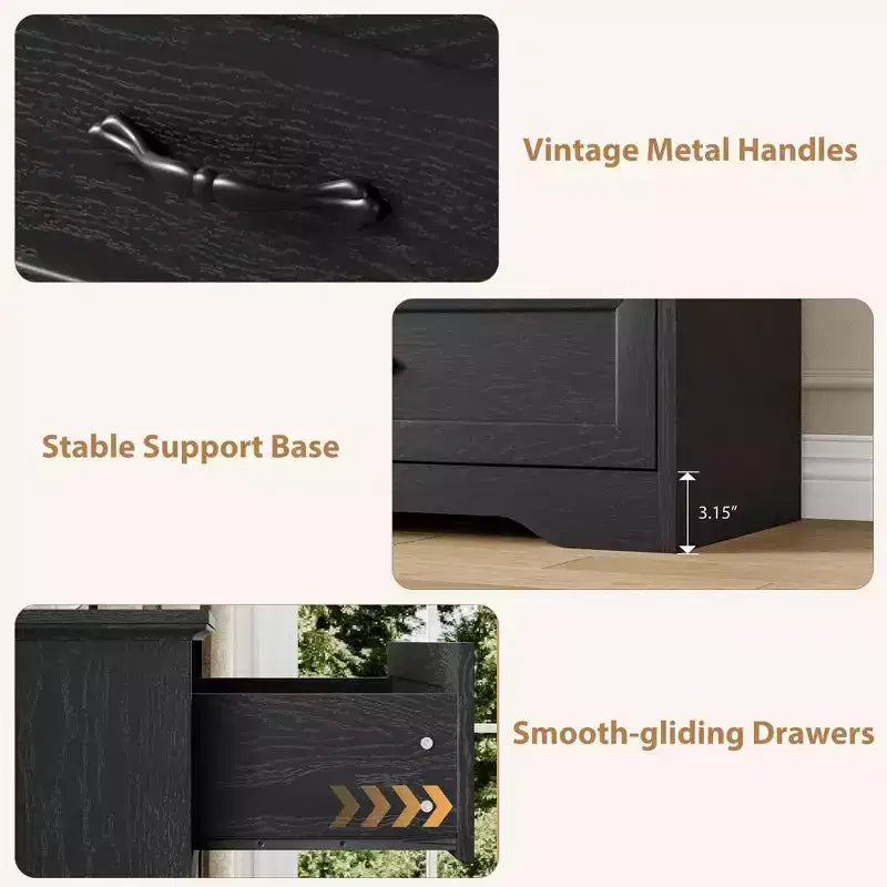 Comodino a 5/6 cassetti per camera da letto, cassettiera, cassettiera moderna in legno in stile rustico, cassettiera portaoggetti per camera da letto, soggiorno, cameretta dei bambini