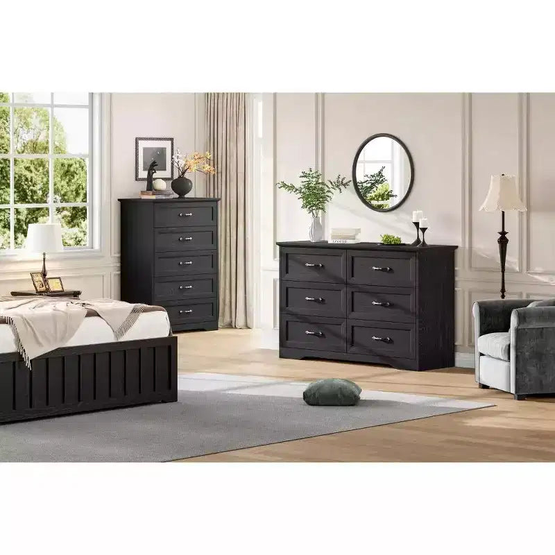 Comodino a 5/6 cassetti per camera da letto, cassettiera, cassettiera moderna in legno in stile rustico, cassettiera portaoggetti per camera da letto, soggiorno, cameretta dei bambini