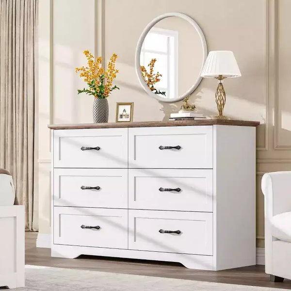 Comodino a 5/6 cassetti per camera da letto, cassettiera, cassettiera moderna in legno in stile rustico, cassettiera portaoggetti per camera da letto, soggiorno, cameretta dei bambini