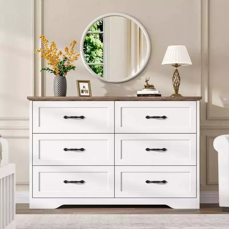 Comodino a 5/6 cassetti per camera da letto, cassettiera, cassettiera moderna in legno in stile rustico, cassettiera portaoggetti per camera da letto, soggiorno, cameretta dei bambini