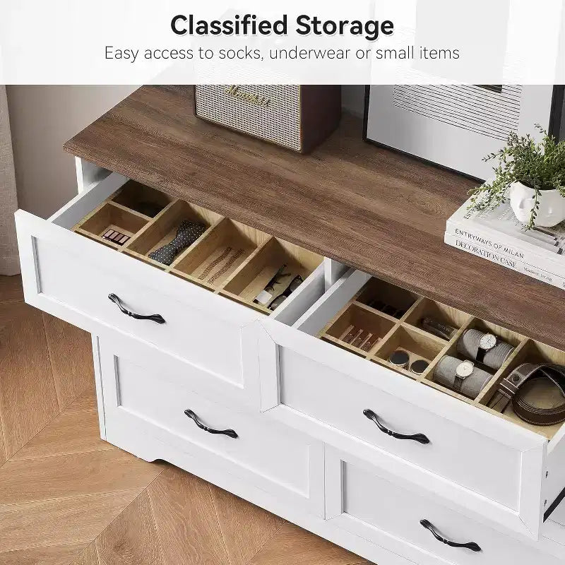 Comodino a 5/6 cassetti per camera da letto, cassettiera, cassettiera moderna in legno in stile rustico, cassettiera portaoggetti per camera da letto, soggiorno, cameretta dei bambini