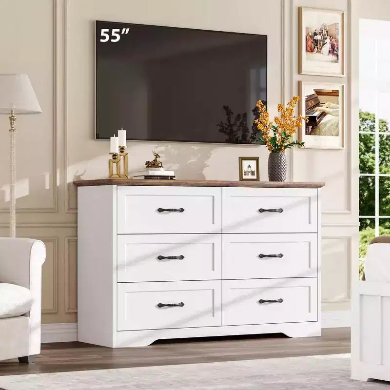 Comodino a 5/6 cassetti per camera da letto, cassettiera, cassettiera moderna in legno in stile rustico, cassettiera portaoggetti per camera da letto, soggiorno, cameretta dei bambini