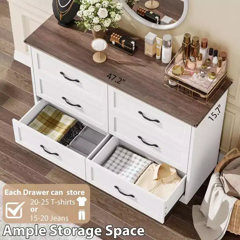 Comodino a 5/6 cassetti per camera da letto, cassettiera, cassettiera moderna in legno in stile rustico, cassettiera portaoggetti per camera da letto, soggiorno, cameretta dei bambini
