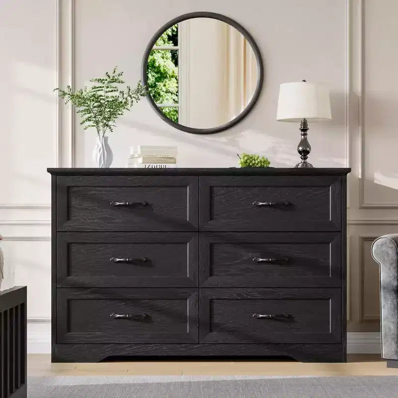 Comodino a 5/6 cassetti per camera da letto, cassettiera, cassettiera moderna in legno in stile rustico, cassettiera portaoggetti per camera da letto, soggiorno, cameretta dei bambini