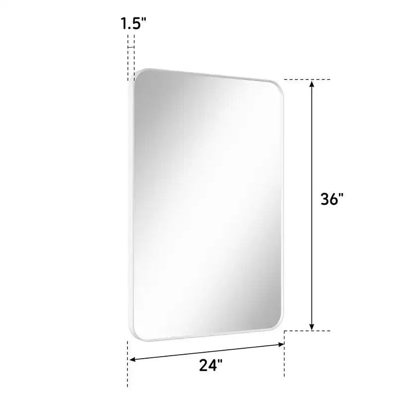 Specchio da bagno opaco, specchio da parete rettangolare arrotondato per lavabo, vetro temperato HD e cornice in alluminio antiruggine