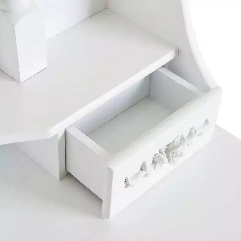 Set da toeletta europeo bianco con piastra a densità dipinta, quattro cassetti e specchio singolo