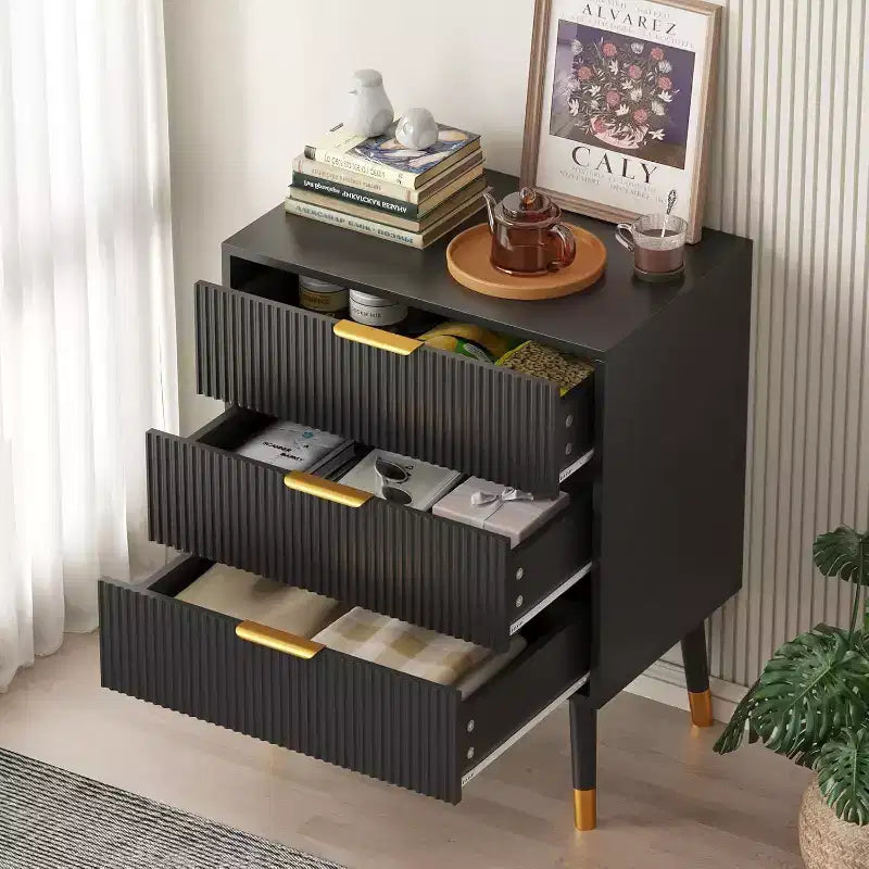 Comodino moderno a 3 cassetti – Comodino ampio e contenitore per camera da letto e soggiorno