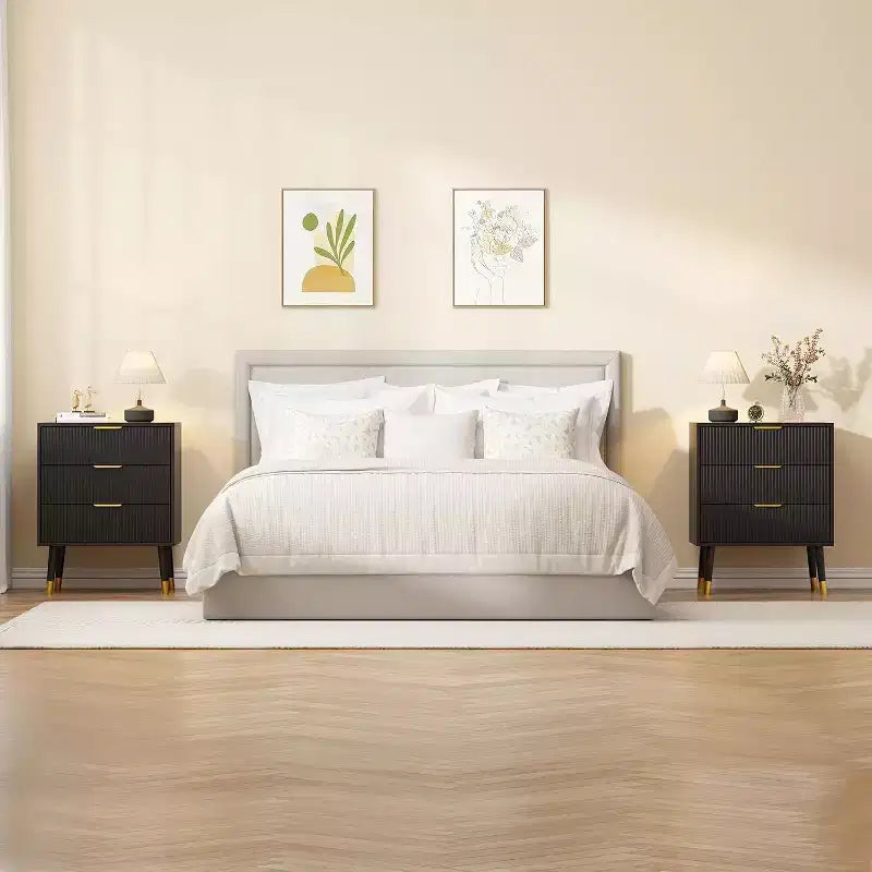 Comodino moderno a 3 cassetti – Comodino ampio e contenitore per camera da letto e soggiorno