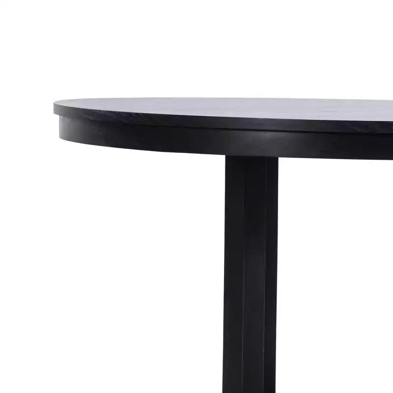 Tavolo da pranzo da fattoria in legno massello 52 x 52 con piano rotondo in legno e base a X incrociata per sale da pranzo moderne e riunioni di famiglia nero