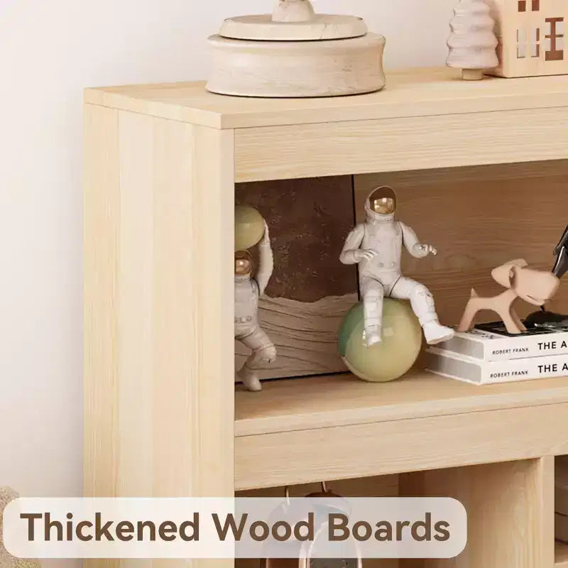 Libreria per bambini con cassetto, Organizer in legno per giocattoli, Scaffale bianco per cameretta, aula, stanza dei bambini