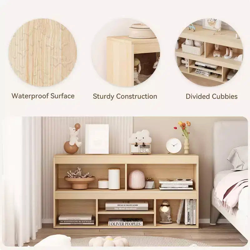 Libreria per bambini con cassetto, Organizer in legno per giocattoli, Scaffale bianco per cameretta, aula, stanza dei bambini