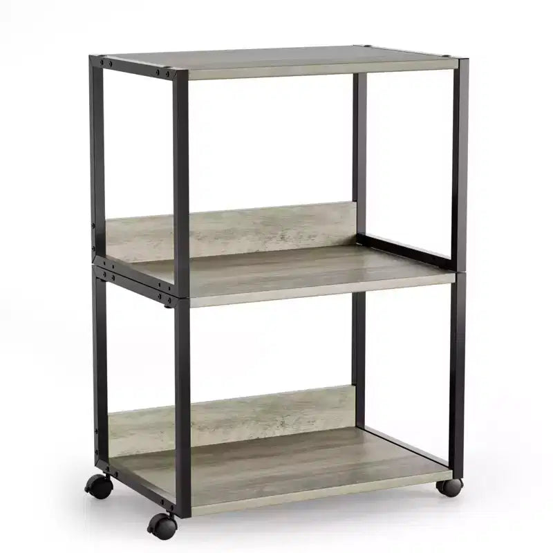 Karl Home 3-Tier Printer Stand P2 Particleboard Washed Gray Combo A+B 15.7x12x25.6 Inches
