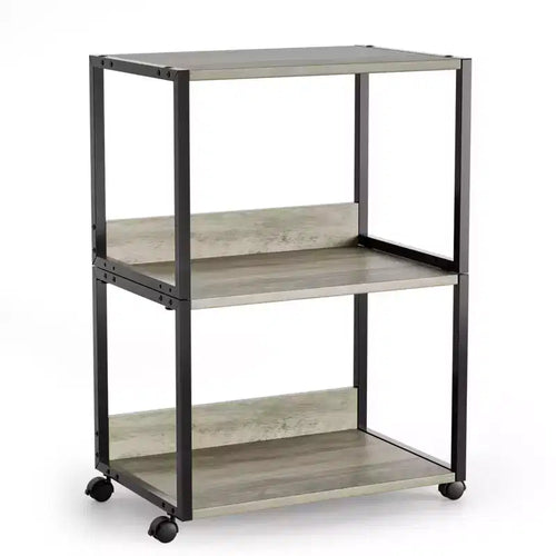Karl Home 3-Tier Printer Stand P2 Particleboard Washed Gray Combo A+B 15.7x12x25.6 Inches
