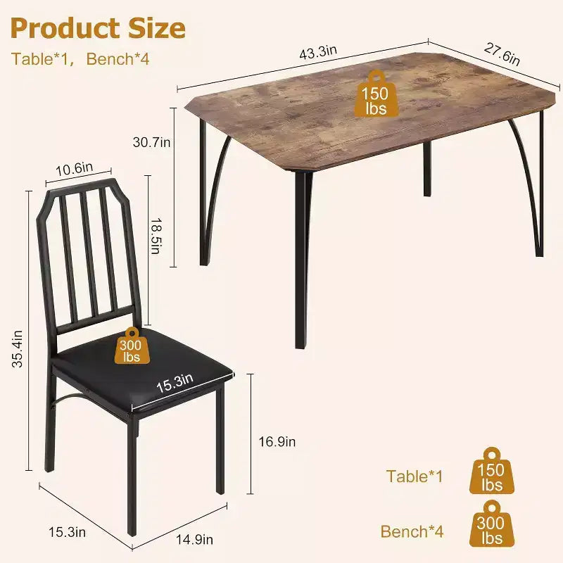 Set tavolo da pranzo 3/5 pezzi per 2/4 persone, tavolino da cucina con sedie imbottite, set 2/4 sedie da tavolo da cucina, ideale per la casa