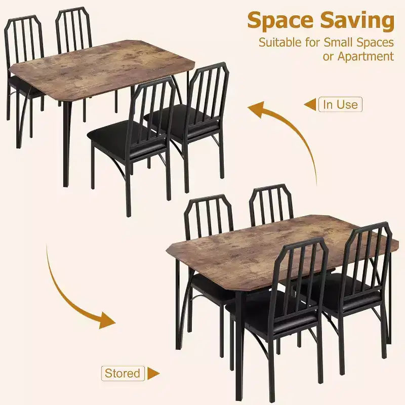 Set tavolo da pranzo 3/5 pezzi per 2/4 persone, tavolino da cucina con sedie imbottite, set 2/4 sedie da tavolo da cucina, ideale per la casa