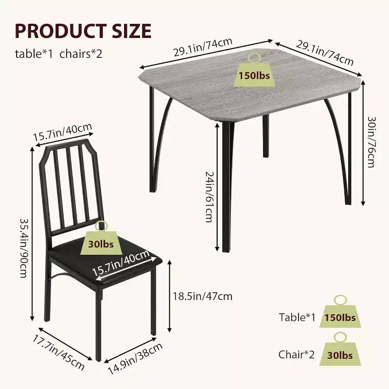 Set tavolo da pranzo 3/5 pezzi per 2/4 persone, tavolino da cucina con sedie imbottite, set 2/4 sedie da tavolo da cucina, ideale per la casa