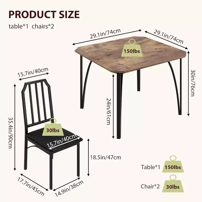 Set tavolo da pranzo 3/5 pezzi per 2/4 persone, tavolino da cucina con sedie imbottite, set 2/4 sedie da tavolo da cucina, ideale per la casa