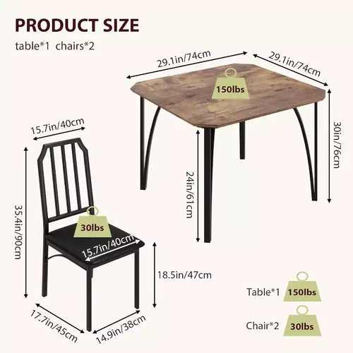 Set tavolo da pranzo 3/5 pezzi per 2/4 persone, tavolino da cucina con sedie imbottite, set 2/4 sedie da tavolo da cucina, ideale per la casa