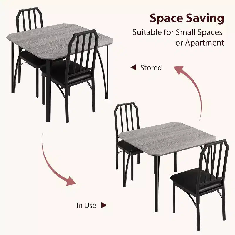 Set tavolo da pranzo 3/5 pezzi per 2/4 persone, tavolino da cucina con sedie imbottite, set 2/4 sedie da tavolo da cucina, ideale per la casa