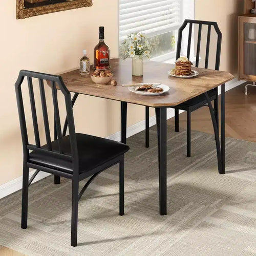 3/ 5 Pieces Dining Table Set for 2/ 4, Small Kitchen Table with Upholstered Chairs, Kitchen Table Chairs Set of 2/ 4, Ideal for Home