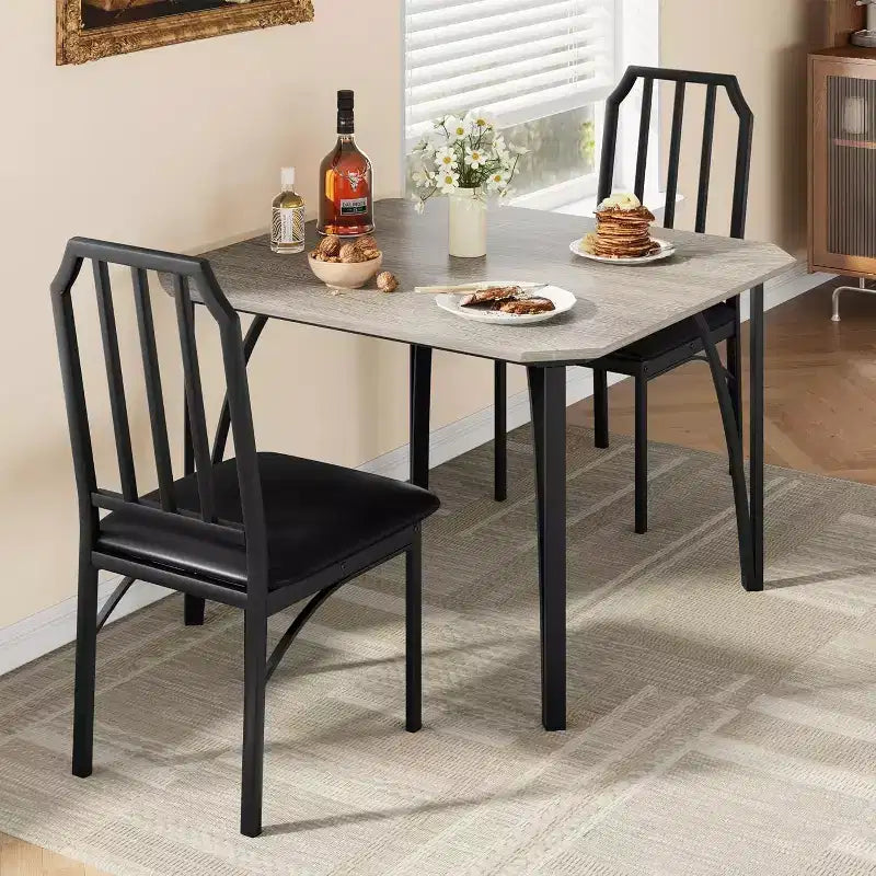 Set tavolo da pranzo 3/5 pezzi per 2/4 persone, tavolino da cucina con sedie imbottite, set 2/4 sedie da tavolo da cucina, ideale per la casa