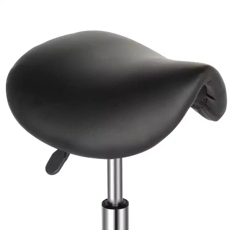 Sgabello a sella nero regolabile in altezza, sgabello da bar con ruote, sedia da salone, per uso in officina e ufficio a casa