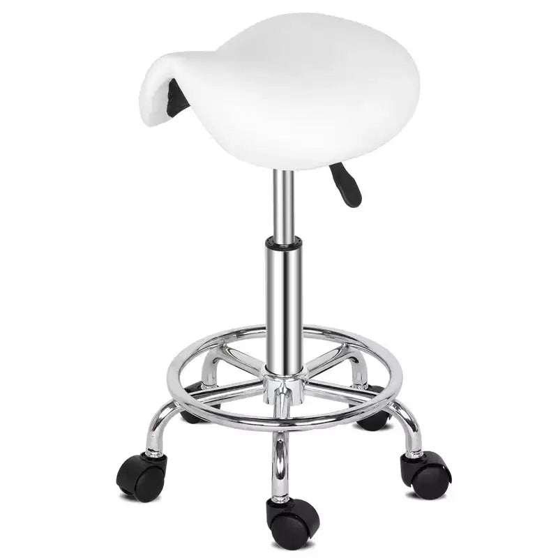 Sgabello a sella nero regolabile in altezza, sgabello da bar con ruote, sedia da salone, per uso in officina e ufficio a casa