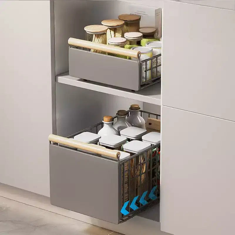 Organizzatore per cassetti da cucina, mensola estraibile estensibile telescopica in metallo per armadietto - Organizer sottolavello senza foratura