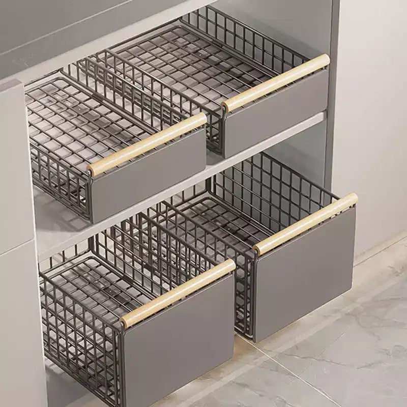 Organizzatore per cassetti da cucina, mensola estraibile estensibile telescopica in metallo per armadietto - Organizer sottolavello senza foratura