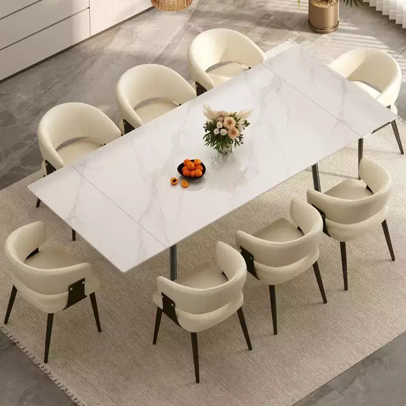 Sedia da pranzo moderna imbottita con schienale a botte curvo e robuste gambe in metallo - Elegante sedia laterale per sala da pranzo e ufficio