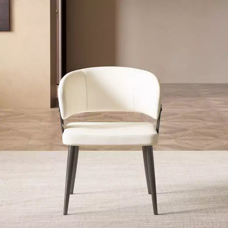 Sedia da pranzo moderna imbottita con schienale a botte curvo e robuste gambe in metallo - Elegante sedia laterale per sala da pranzo e ufficio