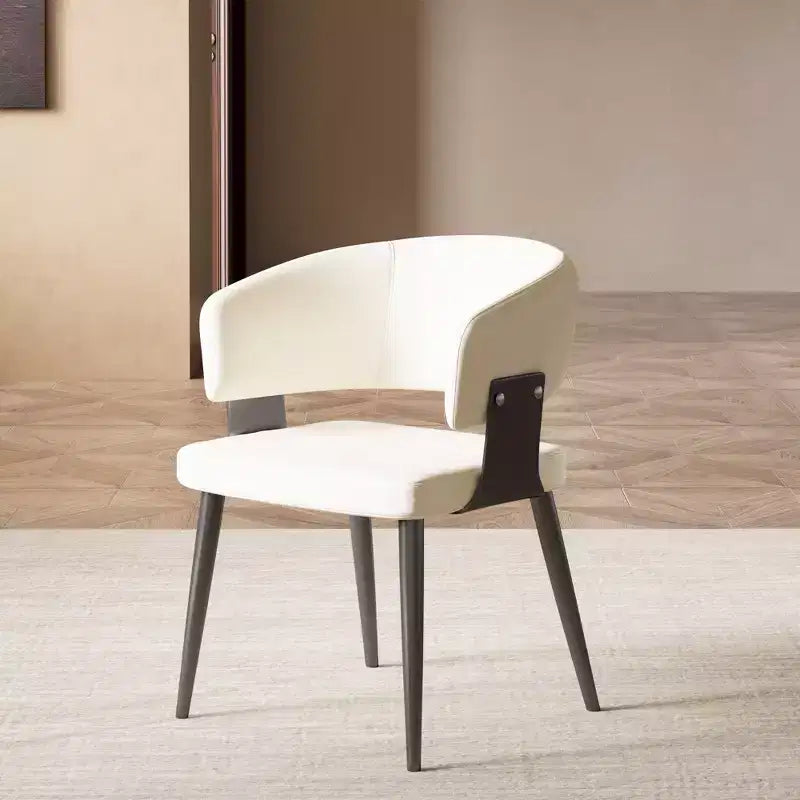 Sedia da pranzo moderna imbottita con schienale a botte curvo e robuste gambe in metallo - Elegante sedia laterale per sala da pranzo e ufficio