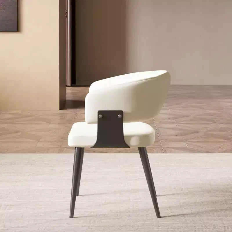 Sedia da pranzo moderna imbottita con schienale a botte curvo e robuste gambe in metallo - Elegante sedia laterale per sala da pranzo e ufficio
