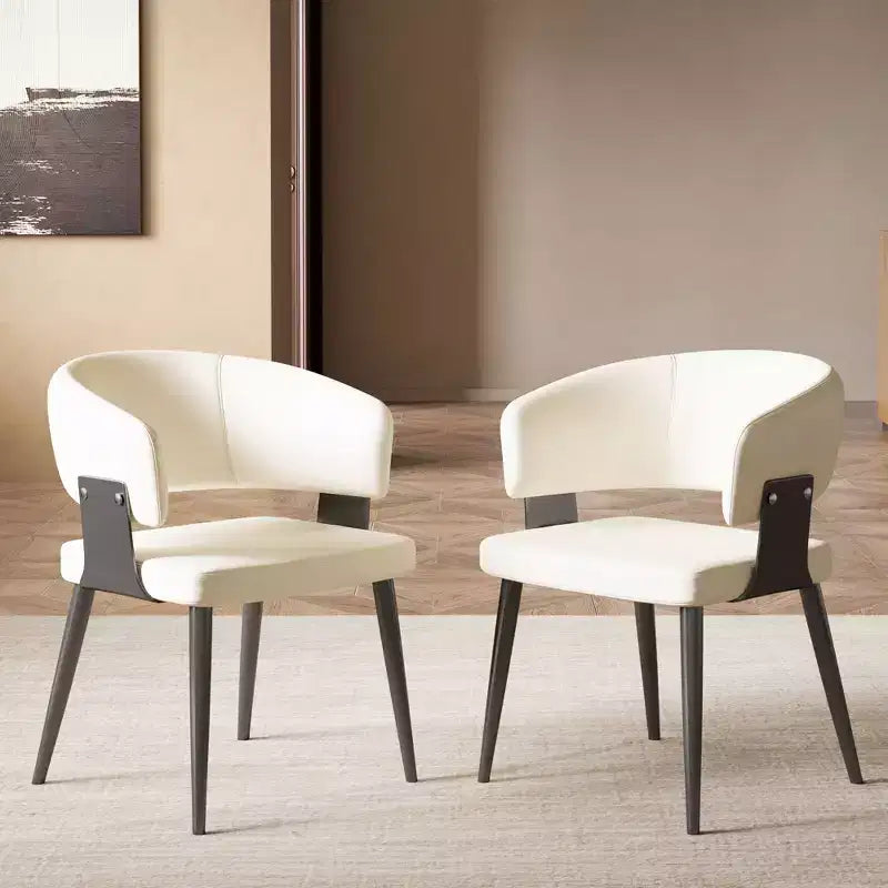 Sedia da pranzo moderna imbottita con schienale a botte curvo e robuste gambe in metallo - Elegante sedia laterale per sala da pranzo e ufficio