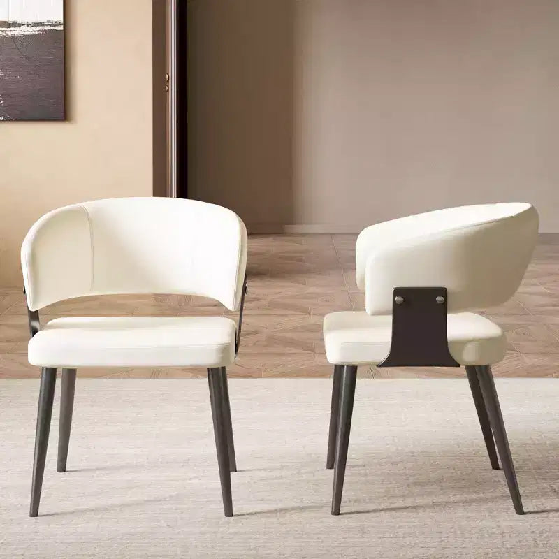 Sedia da pranzo moderna imbottita con schienale a botte curvo e robuste gambe in metallo - Elegante sedia laterale per sala da pranzo e ufficio