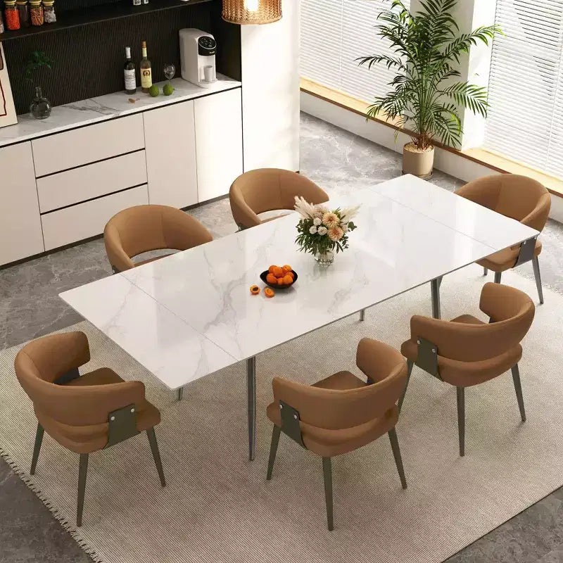 Sedia da pranzo moderna imbottita con schienale a botte curvo e robuste gambe in metallo - Elegante sedia laterale per sala da pranzo e ufficio
