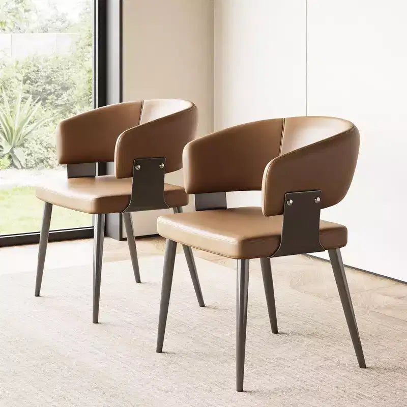Sedia da pranzo moderna imbottita con schienale a botte curvo e robuste gambe in metallo - Elegante sedia laterale per sala da pranzo e ufficio