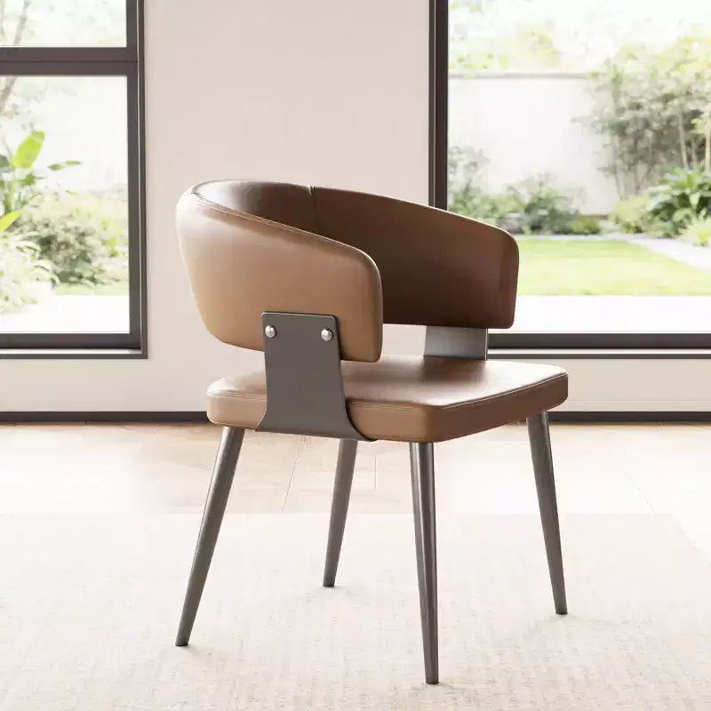 Sedia da pranzo moderna imbottita con schienale a botte curvo e robuste gambe in metallo - Elegante sedia laterale per sala da pranzo e ufficio