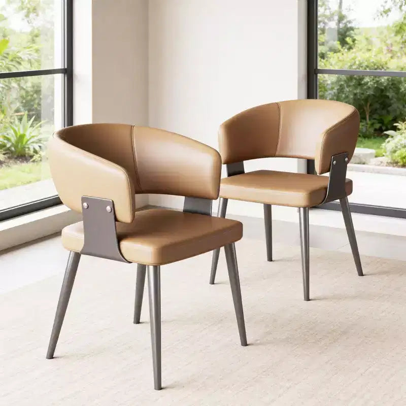 Sedia da pranzo moderna imbottita con schienale a botte curvo e robuste gambe in metallo - Elegante sedia laterale per sala da pranzo e ufficio