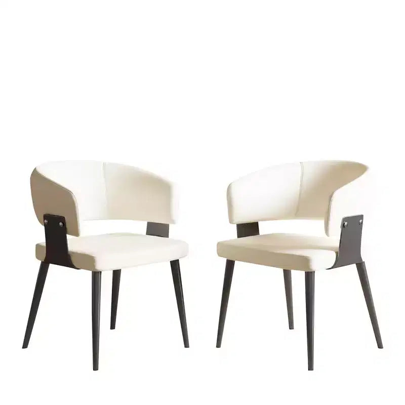 Sedia da pranzo moderna imbottita con schienale a botte curvo e robuste gambe in metallo - Elegante sedia laterale per sala da pranzo e ufficio
