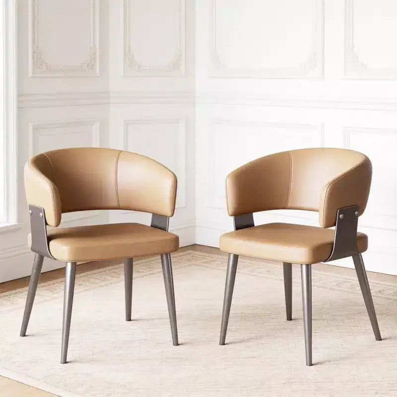 Gaoyangjiaju Modern Upholstered Dining Chair with Curved Barrel Back and Sturdy Metal Legs - Chic Side Chair for Dining Room & Office