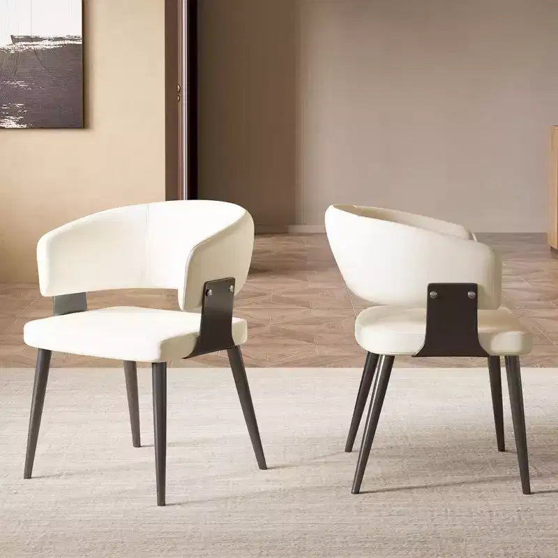 Sedia da pranzo moderna imbottita con schienale a botte curvo e robuste gambe in metallo - Elegante sedia laterale per sala da pranzo e ufficio