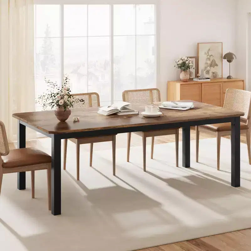 Tavolo da Cucina Lungo 200 cm per 6-8 Persone, Grande Tavolo da Pranzo Rettangolare, Tavolo Industriale da Interno per Ristorante con Robusta Struttura in Metallo (Solo Tavolo)
