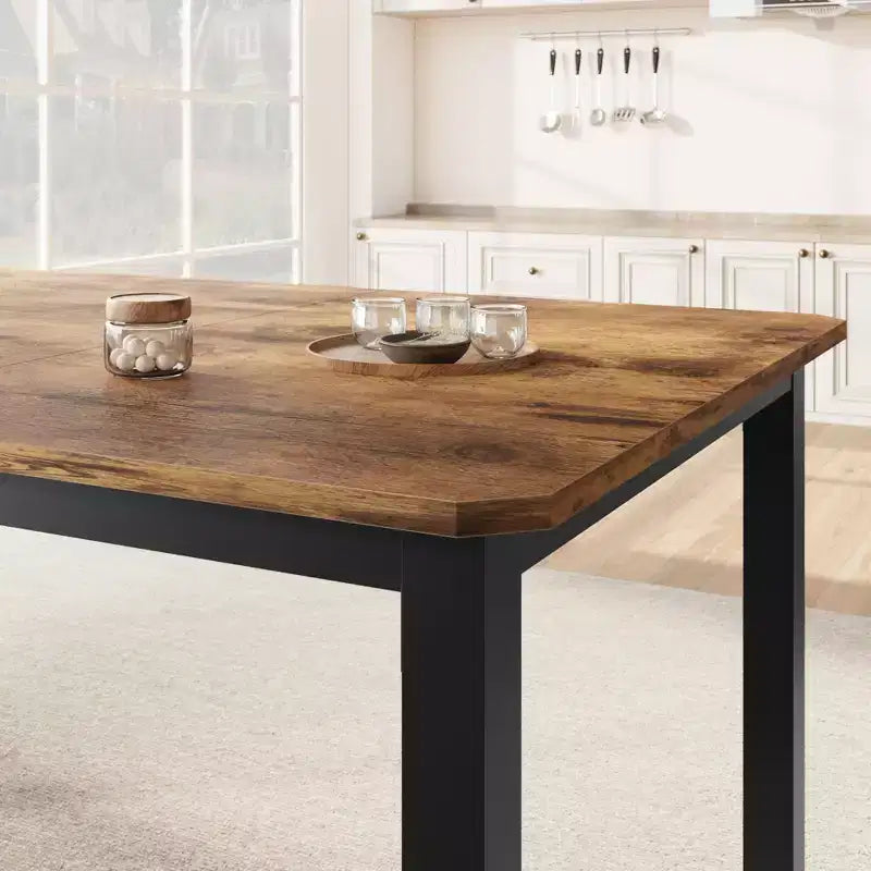 Tavolo da Cucina Lungo 200 cm per 6-8 Persone, Grande Tavolo da Pranzo Rettangolare, Tavolo Industriale da Interno per Ristorante con Robusta Struttura in Metallo (Solo Tavolo)