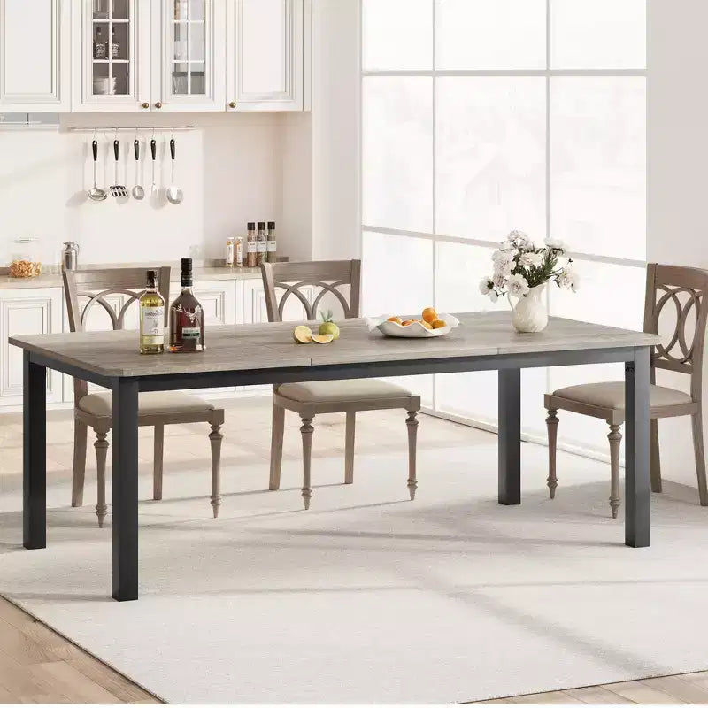 Tavolo da Cucina Lungo 200 cm per 6-8 Persone, Grande Tavolo da Pranzo Rettangolare, Tavolo Industriale da Interno per Ristorante con Robusta Struttura in Metallo (Solo Tavolo)
